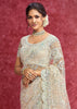 Beautiful Off White Embroidered Net Saree