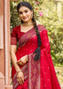 Spanish Red Woven Banarasi Silk Saree