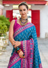 Teal Blue Woven Soft Silk Saree