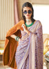 Wisteria Purple Printed Georgette Silk Saree