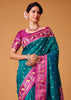 Teal Blue Woven Banarasi Silk Saree