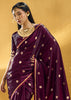 Wine Purple Woven Banarasi Satin Silk Saree