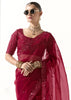 Beet Red Designer Organza Tissue Silk Saree