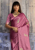 Mauve Pink Woven Banarasi Satin Silk Saree