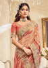 Peach Pink Embroidered Designer Saree