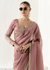 Mauve Pink Designer Organza Tissue Silk Saree