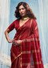 Red Woven Munga Cotton Saree