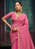 Carnation Pink Woven Cotton Silk Saree