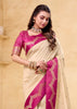 Off White Woven Satin Silk Saree