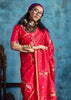 Vermilion Red Woven Banarasi Satin Silk Saree