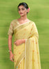 Pastel Yellow Woven Linen Silk Saree