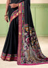 Jet Black kalamkari Printed Cotton Silk Saree