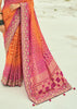 Orange & Pink Woven Georgette Bandhej Designer Saree