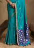 Peacock Blue Woven Cotton Silk Saree