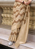 Beige Brown Woven Cotton Linen Silk Saree