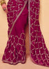 Sangria Red Embroidered Designer Tissue Saree