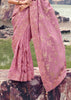 Blush Pink Woven Embroidered Tissue Silk Saree