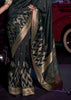 “Exclusive Offer” : Phantom Black Woven Banarasi Silk Saree With Embroidered Blouse