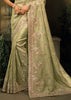Pista Green Designer Embroidered Silk Saree
