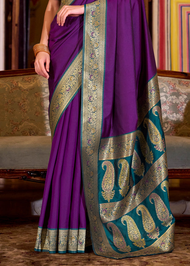 Royal Purple Banarasi Soft Silk Saree