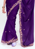 Magic Purple Designer Embroidered Tissue Saree