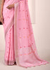 Lilac Pink Woven Linen Silk Saree