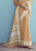 Wheat Beige Woven Linen Silk Saree