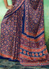 Blue Printed Satin Silk Saree