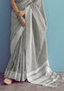Powder Grey Woven Linen Silk Saree