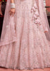 Mist Pink Net Embroidered Bridal Lehenga