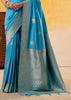 Sky Blue Woven Tusser Silk Saree