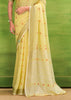 Pastel Yellow Woven Linen Silk Saree