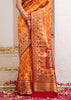 Inaya : Orange Ikat Patan Patola Banarasi Saree with Brocade Border