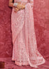 Pink Embroidered Designer Net Saree
