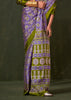 Green And Blue Printed Satin Crepe Silk Saree