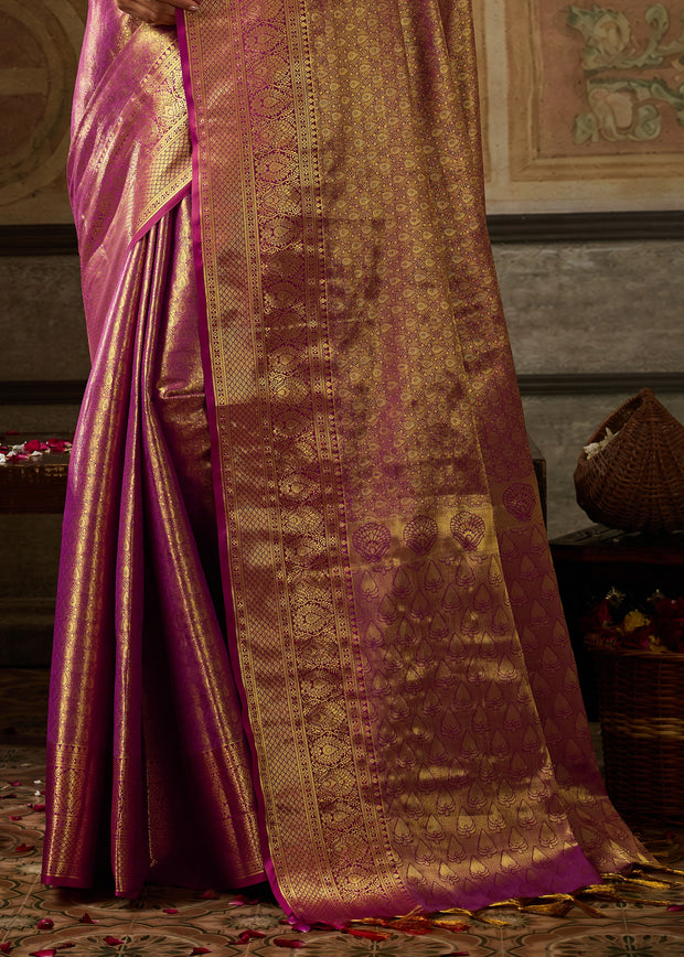 Dahlia Purple Woven Kanjivaram Silk Saree