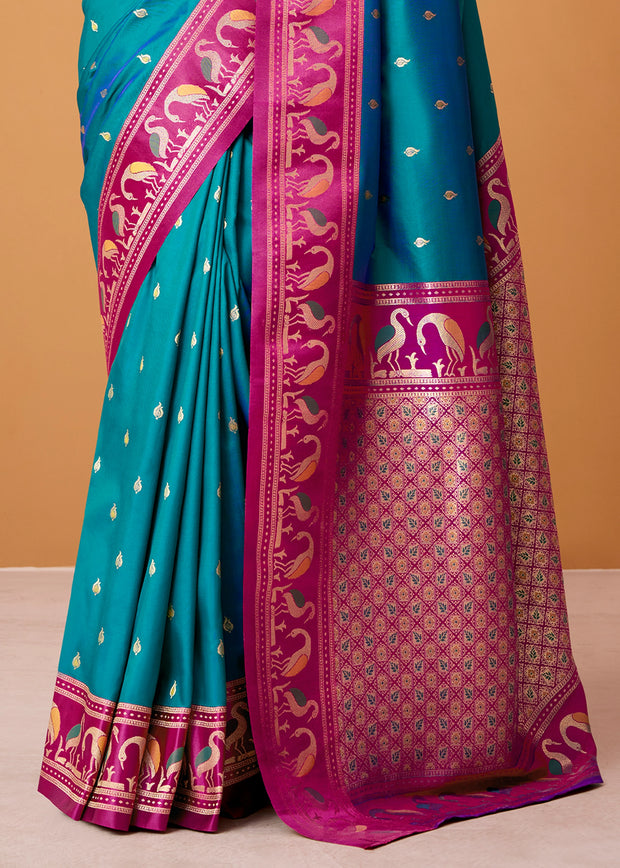 Diva Blue Woven Banarasi Silk Saree