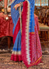 Victoria Blue Printed Patola Silk Saree