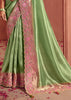 Irish Green Designer Embroidered Saree