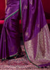 Prism Purple Woven Banarasi Satin Linen Silk Saree