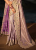 Light Purple Embroidered Tanchoi Silk Saree With Dupatta