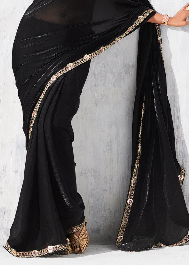 Black Embroidered Designer Saree