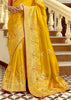 Festive Yellow Woven Banarasi Designer Silk Saree With Contrast Blouse