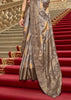 Rich Grey Printed Satin Silk Saree