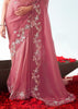 Blush Pink Embroidered Designer Tissue Saree