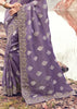 Lilac Purple Woven Embroidered Tissue Silk Saree
