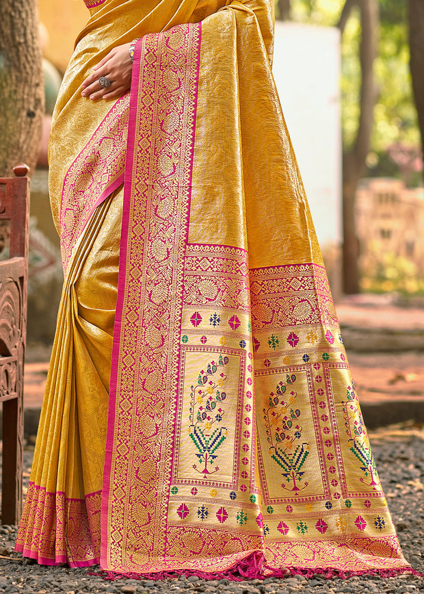 Haldi Yellow Woven Kanjivaram Silk Saree