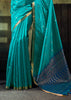 Teal Blue Banarasi Tusser Silk Saree