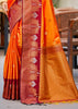 Blazing Orange Dual Tone Woven Banarasi Silk Saree
