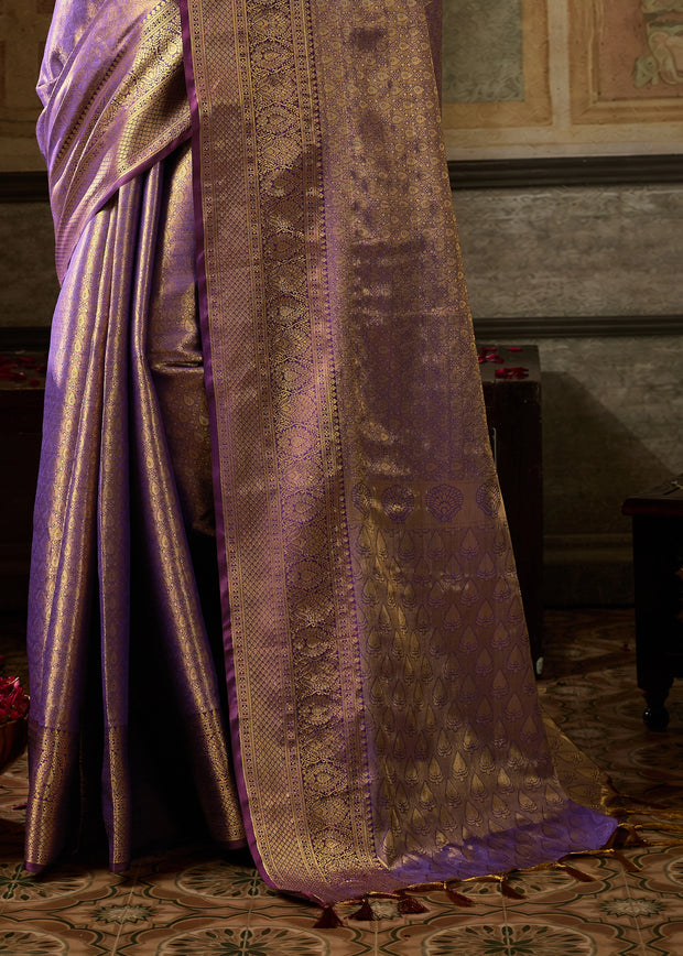 Royal Lilac Woven Kanjivaram Silk Saree
